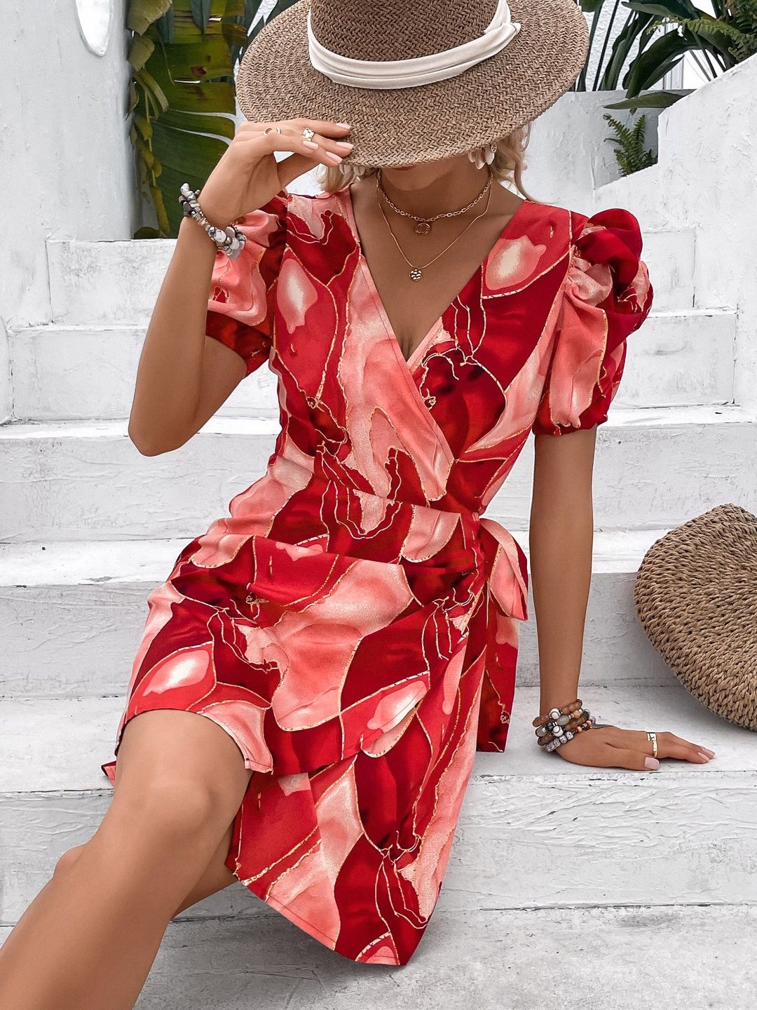 Print Puff Sleeve Dress