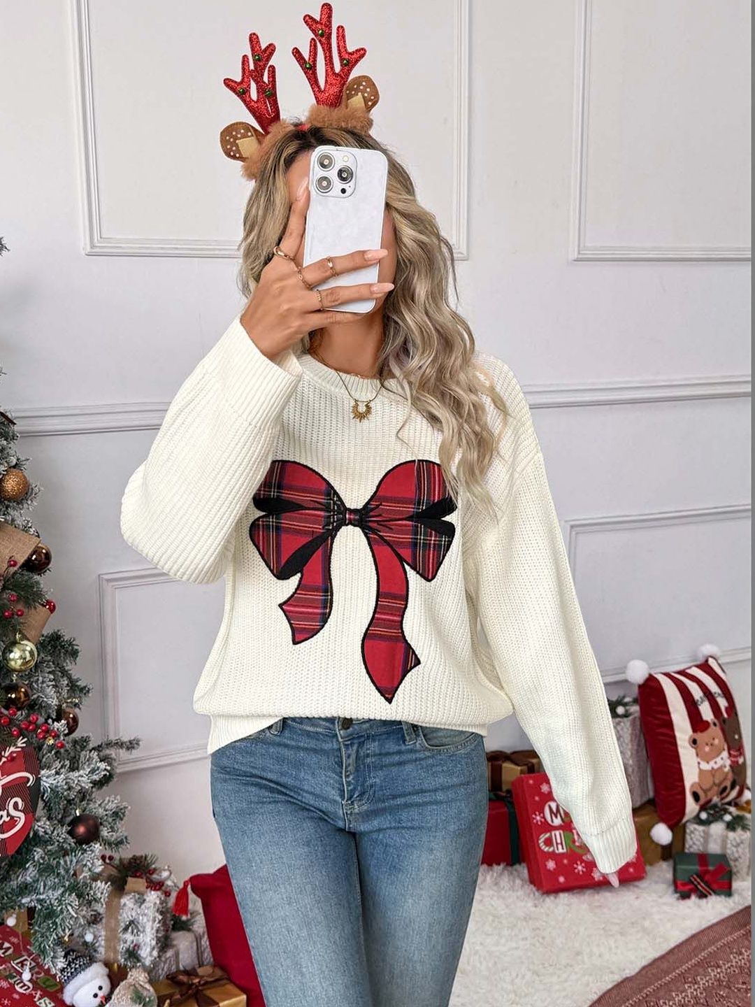NOWI Women Embroidered Ribbed Pullover