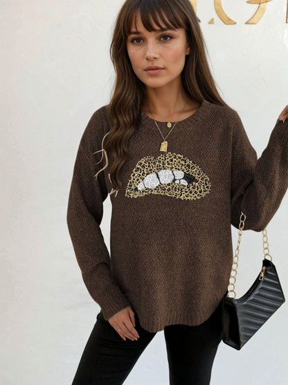 Women Animal Printed Pullover with Embellished Detail