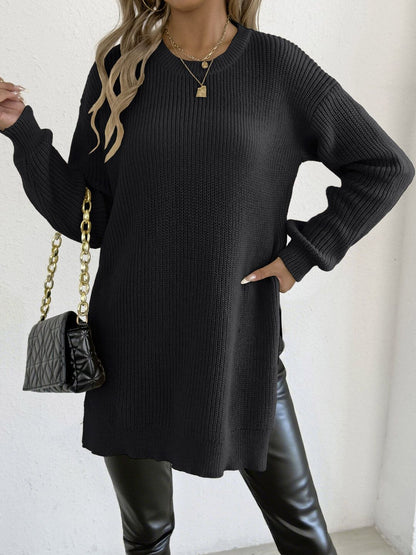 Women Ribbed Longline Pullover