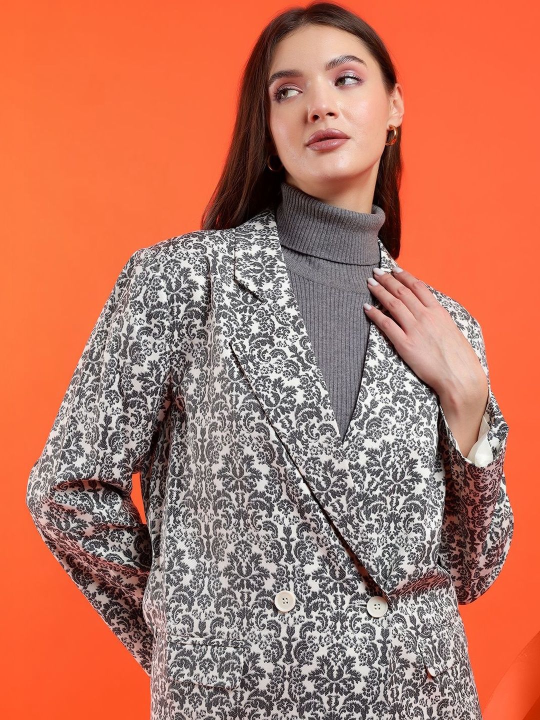 Pinted Shawl Collar Double-Breasted Blazers