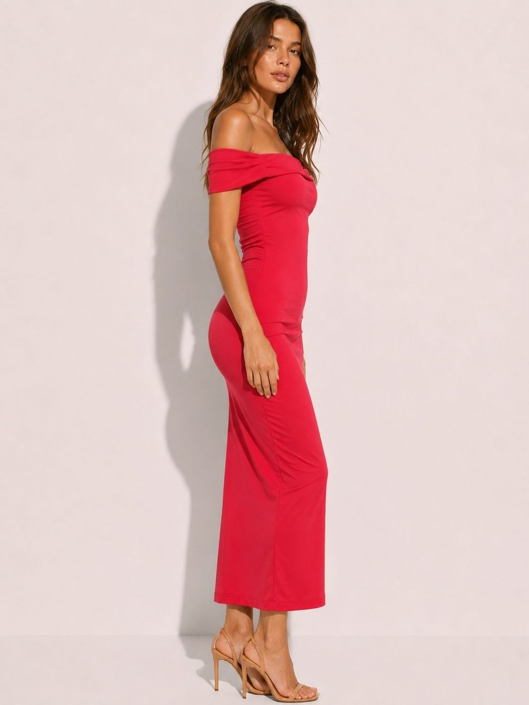 Off-Shoulder Bodycon Midi Dress