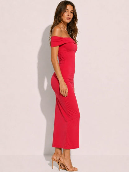Off-Shoulder Bodycon Midi Dress