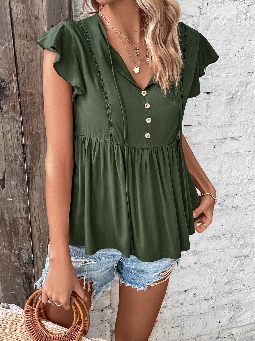 Flutter Sleeve Cotton Top