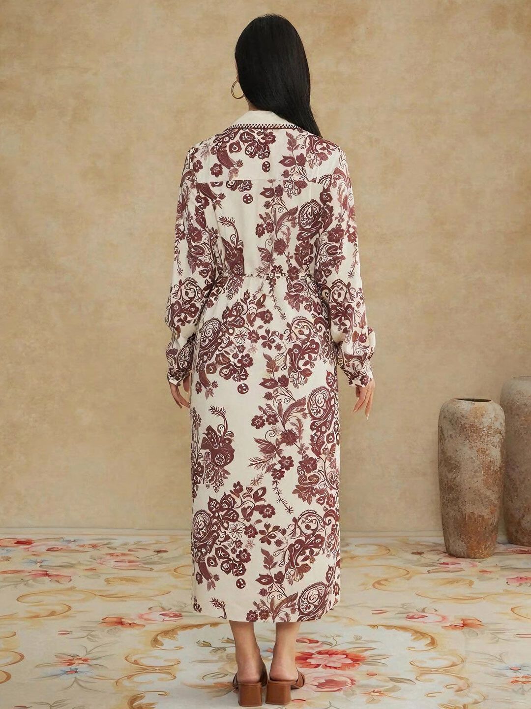 Floral Print Shirt Maxi Dress