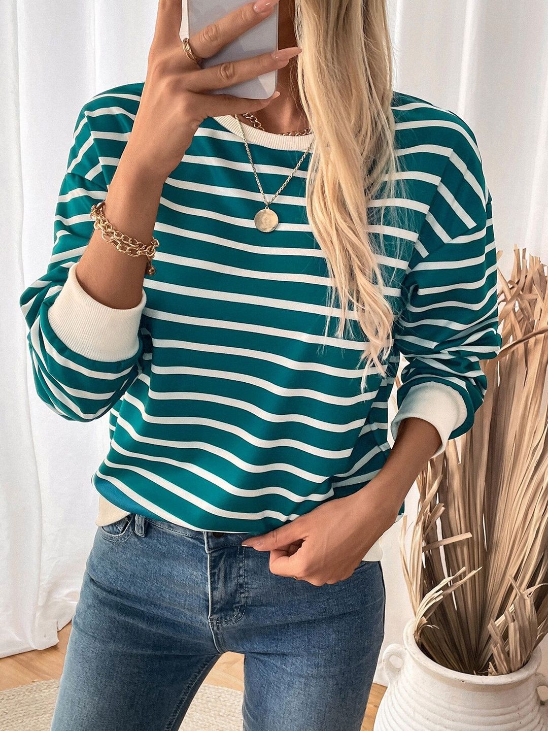 Women Striped Sweatshirt