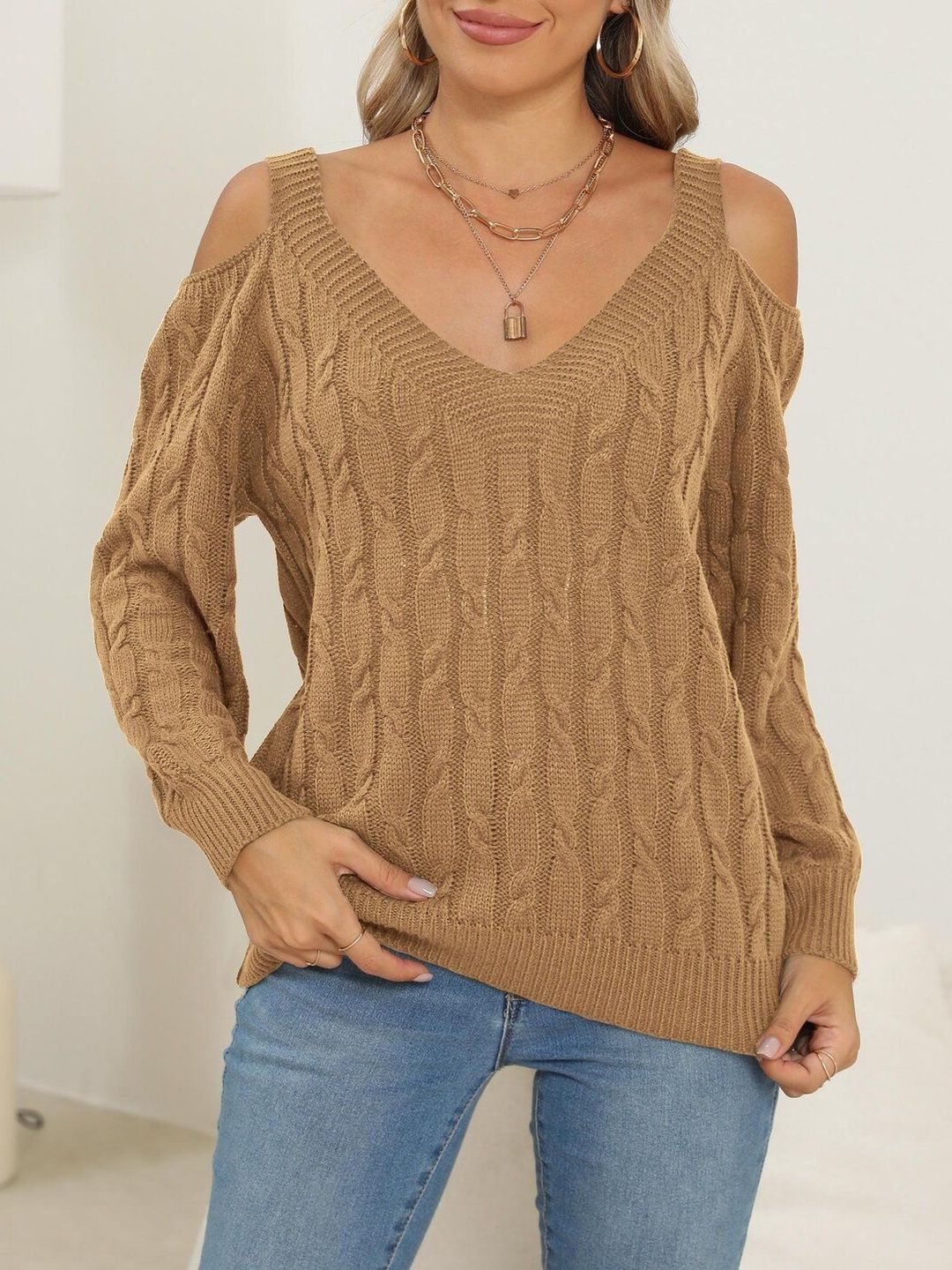 Women Cable Knit Pullover