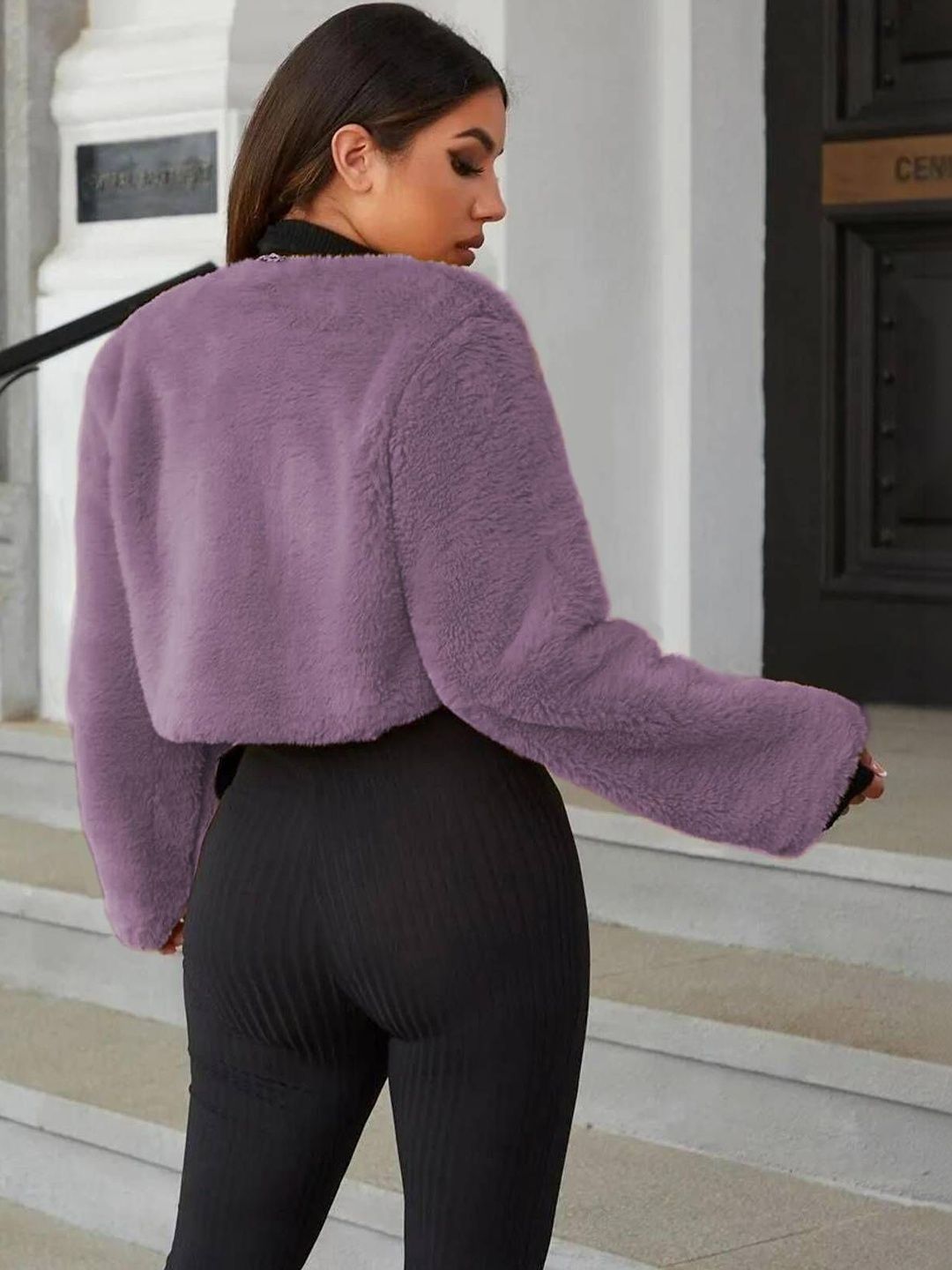 Women Woollen Open Front Jacket