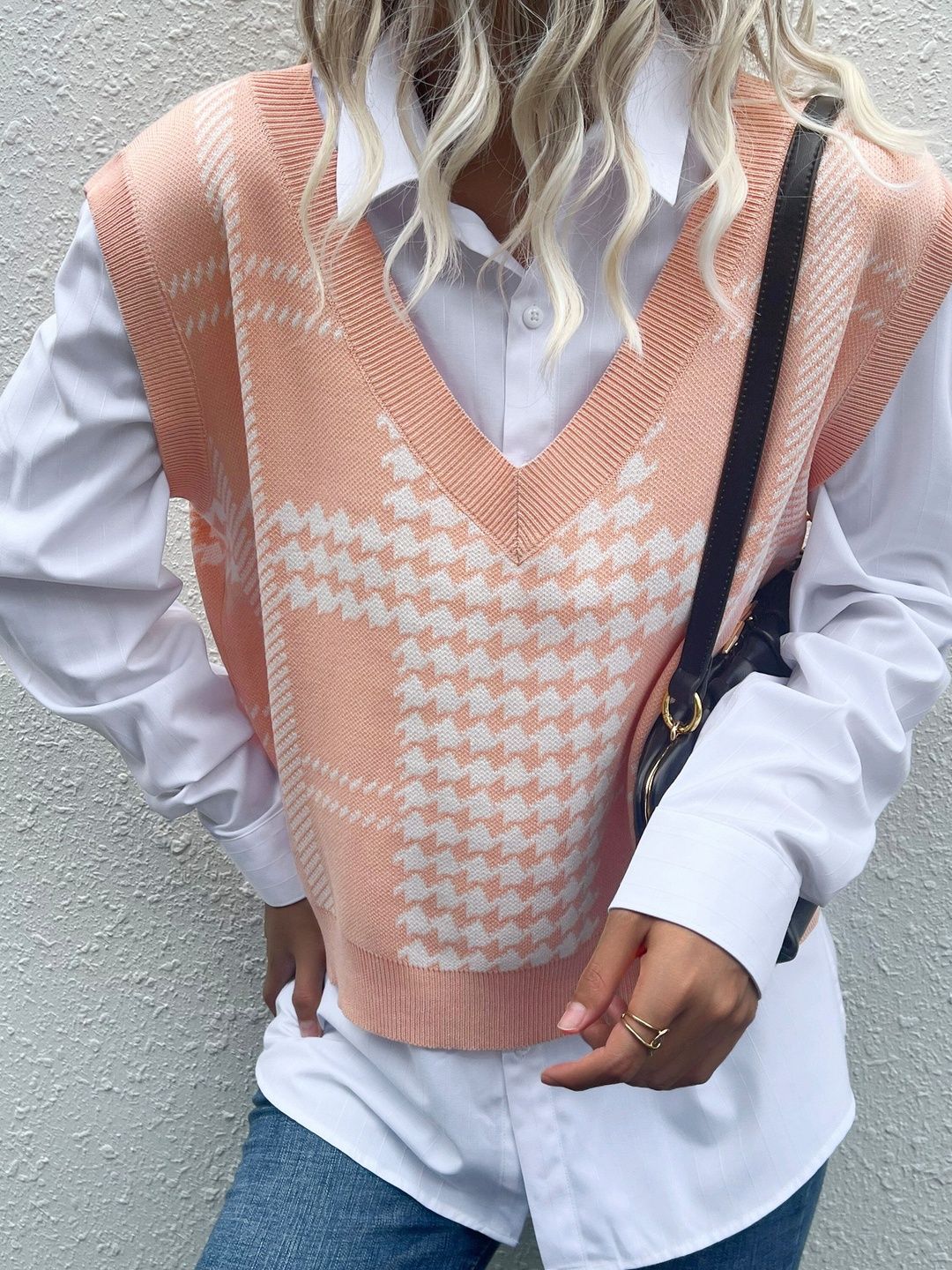 Women's Nowi Women Checked Printed Sweater Vest