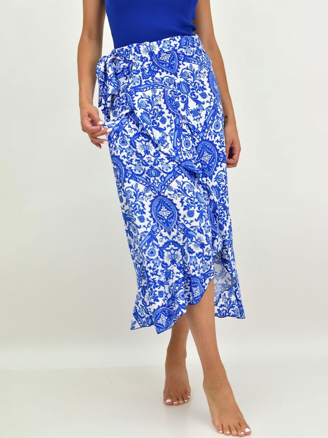 Printed Flared Mid Rise Maxi Skirts