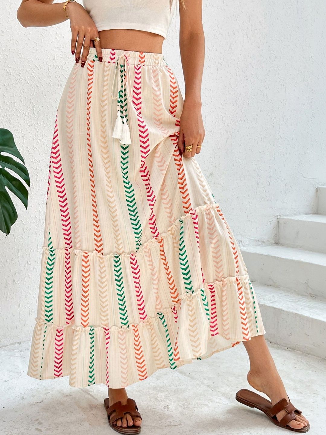 Flared Mid Rise Maxi Skirts