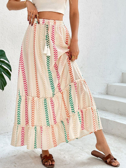 Flared Mid Rise Maxi Skirts