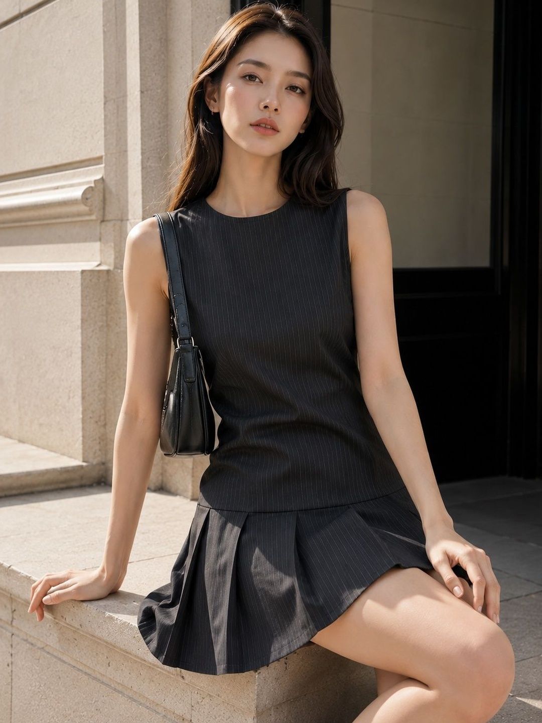 Striped A-Line Mini Dress