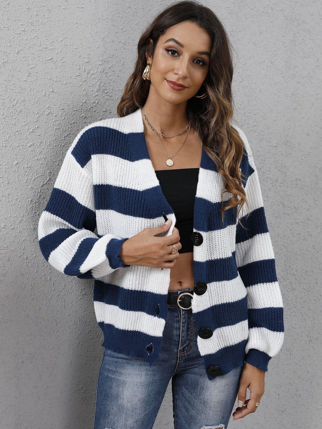 Women Striped Cardigan