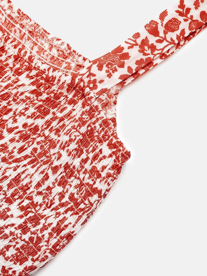 Floral Print A-Line Midi Dress