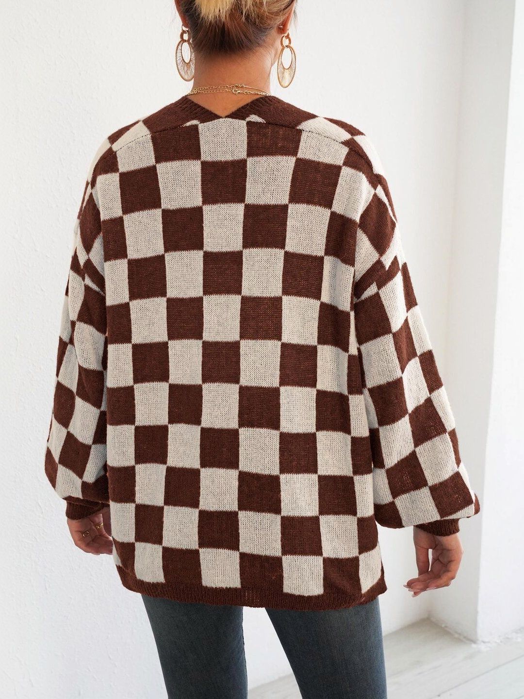 Women Checked Cardigan