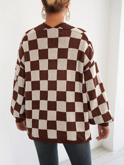 Women Checked Cardigan