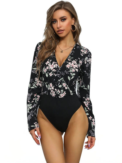 Printed V-Neck Bodysuit