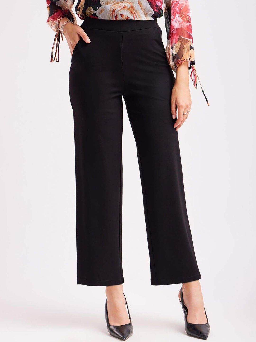 Women Straight Fit Wrinkle Free Trousers