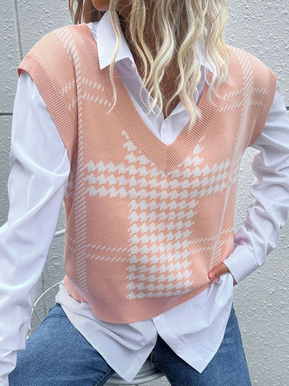 Women's Nowi Women Checked Printed Sweater Vest