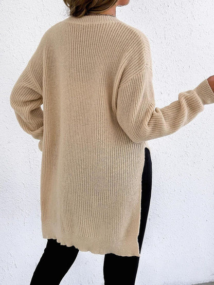 Women Ribbed Longline Pullover