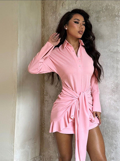 NOWI Ruffled Shirt Mini Dress