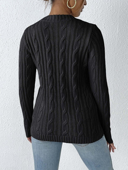 Women Cable Knit Pullover with Embroidered Detail