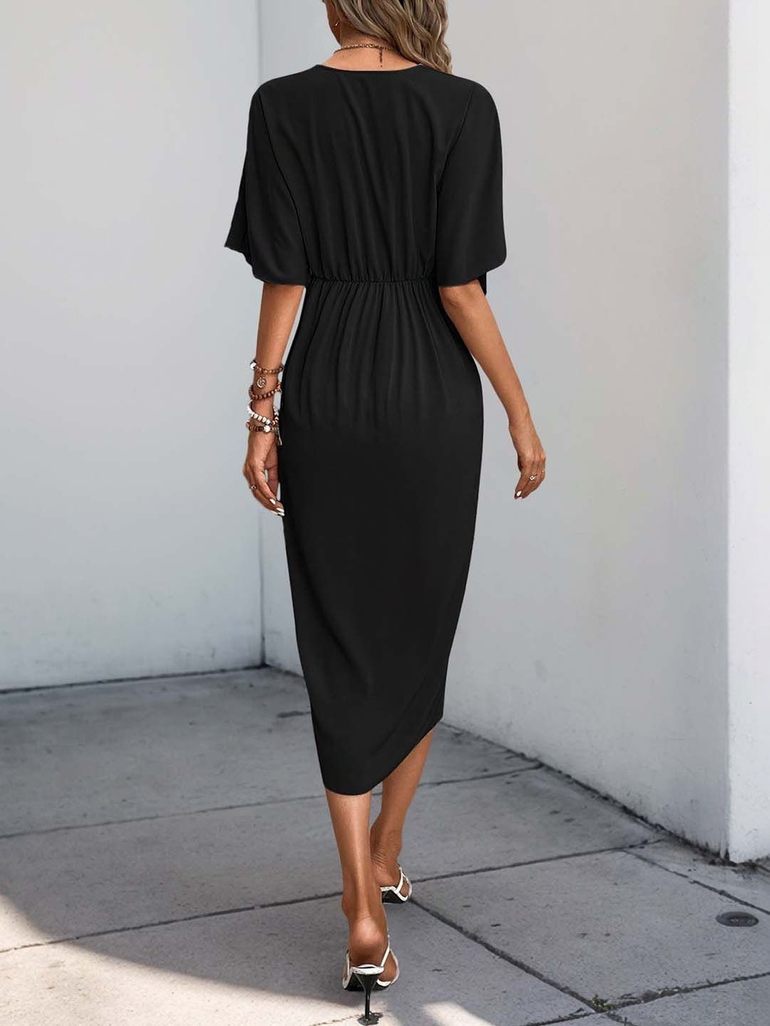 NOWI Batwing Sleeve Midi Dress