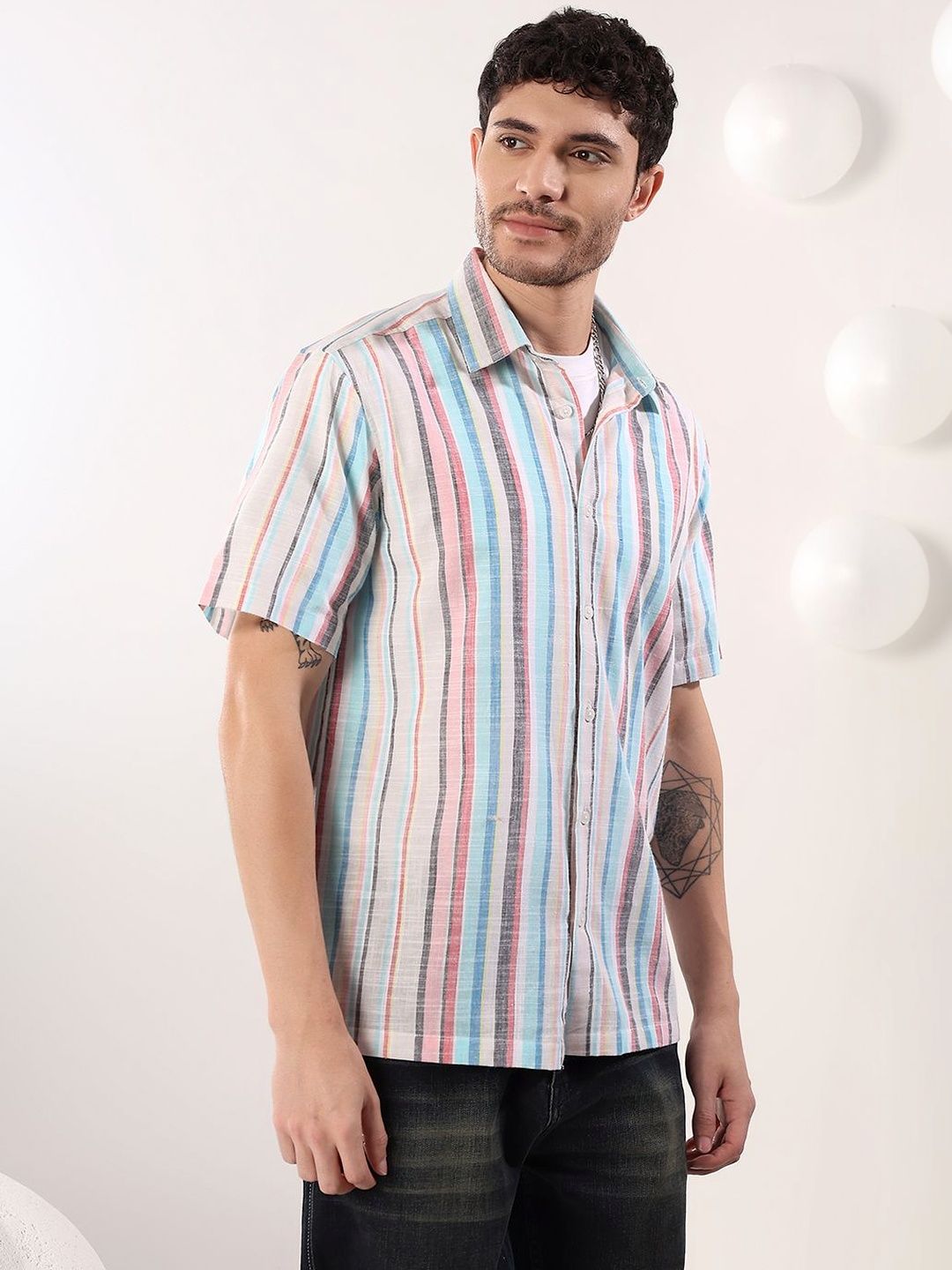 NOWI Men Striped Casual Shirt