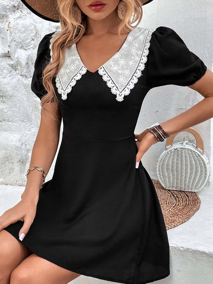NOWI Puff Sleeve Fit & Flare Dress