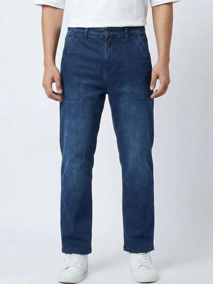 Men Straight Fit Low-Rise Light Fade Stretchable Jeans