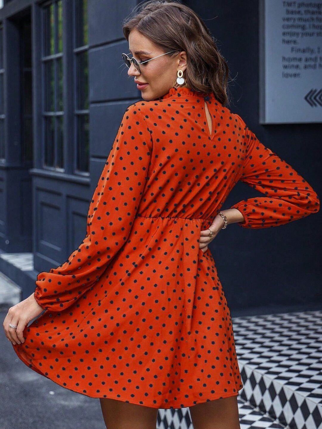 Polka Dot Print A-Line Dress