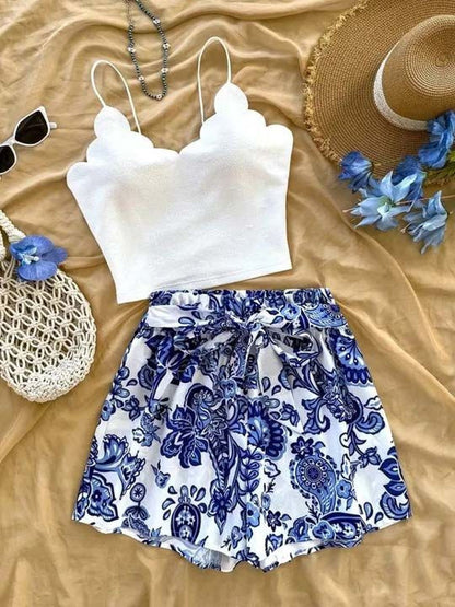 Bohemian Solid Top with Shorts