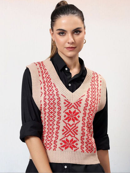 Women Fair Isle Woollen Sweater Vest