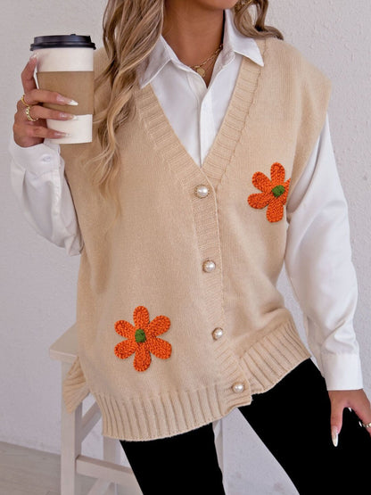 Women Sweater Vest with Applique Detail