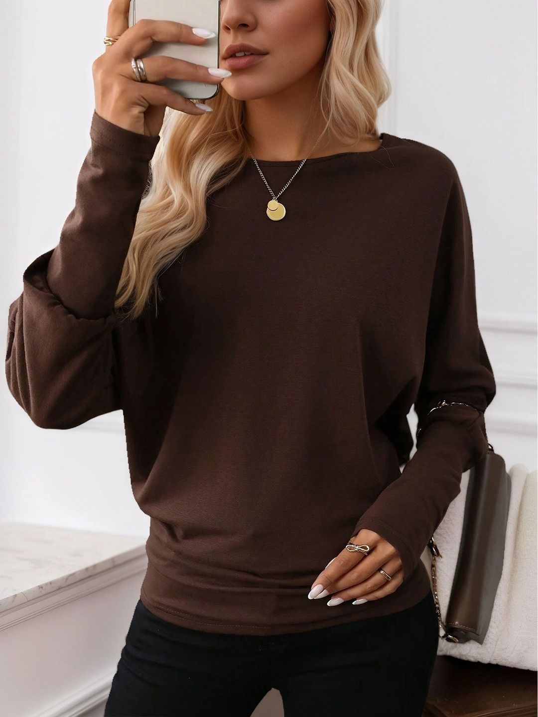 NOWI Batwing Sleeve Cotton Top