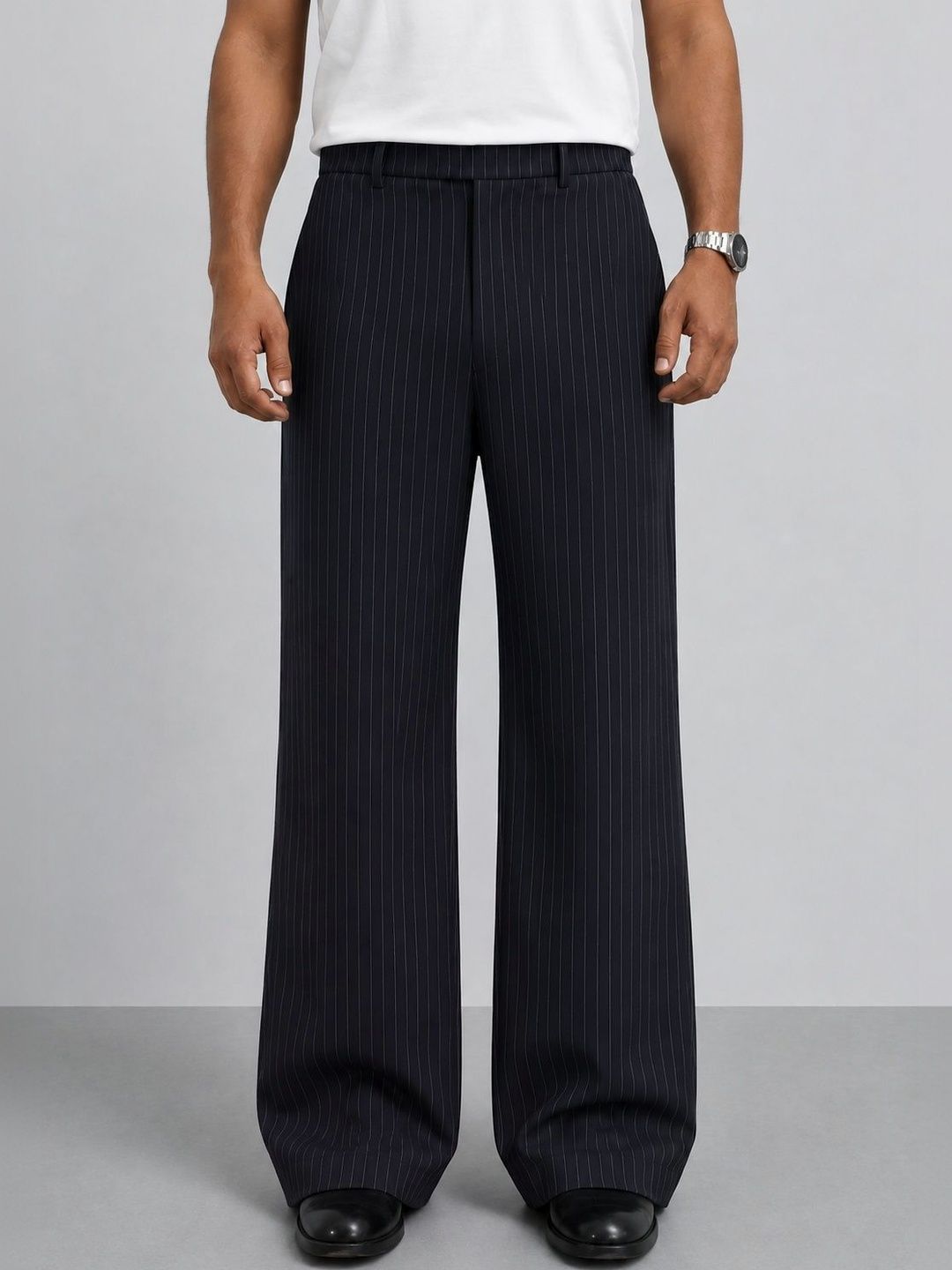 Men Striped Relaxed Easy Wash Trousers