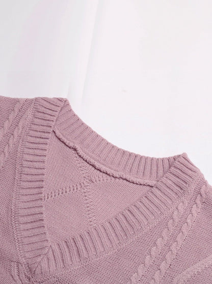 Women's Purple Cable Knit Sweater Vest
