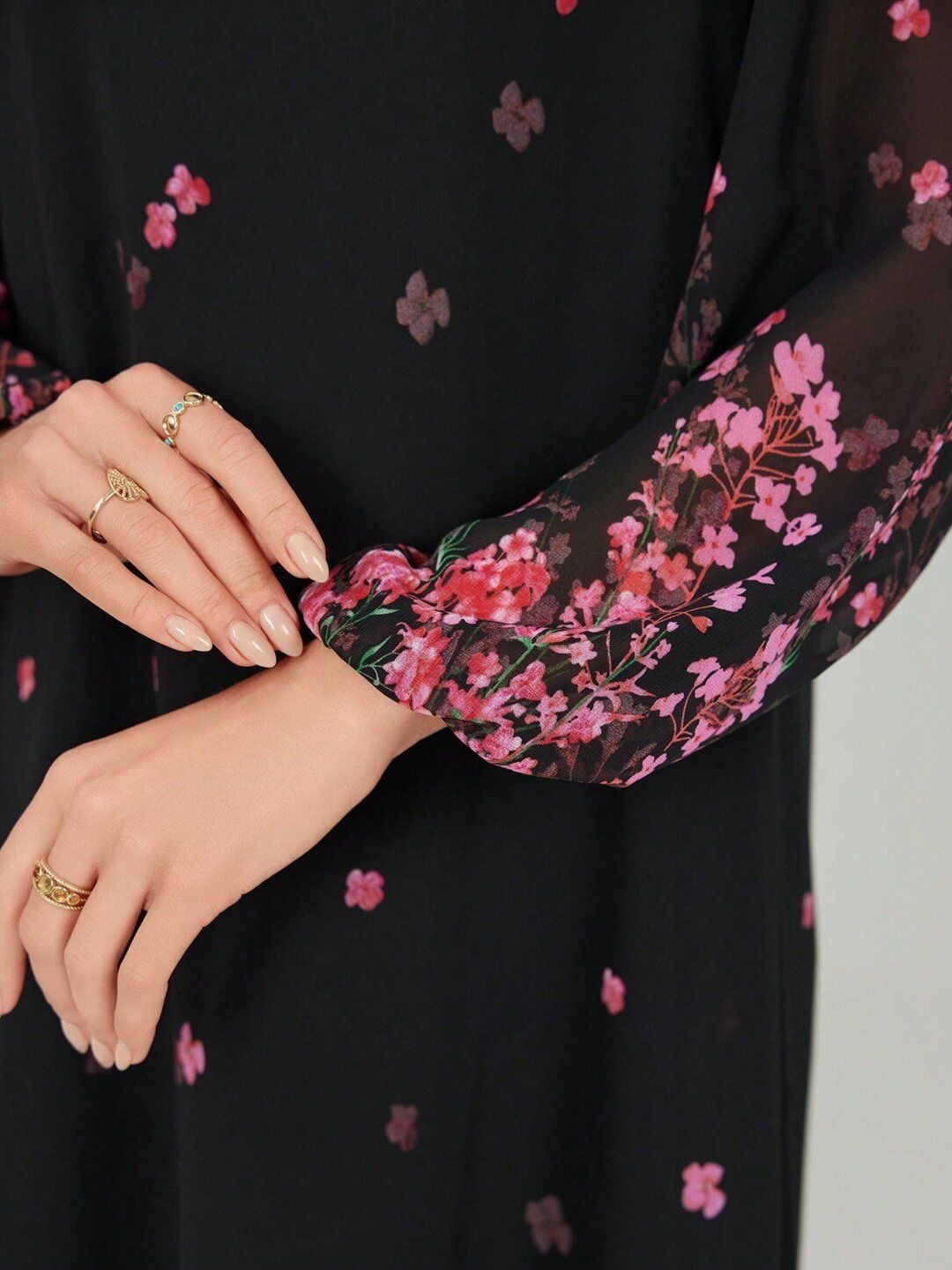 Floral Printed A-Line Georgette Maxi Dress