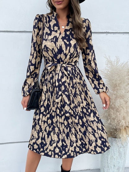 NOWI Print Fit & Flare Midi Dress Style 574 - Nowi Korean Fashion