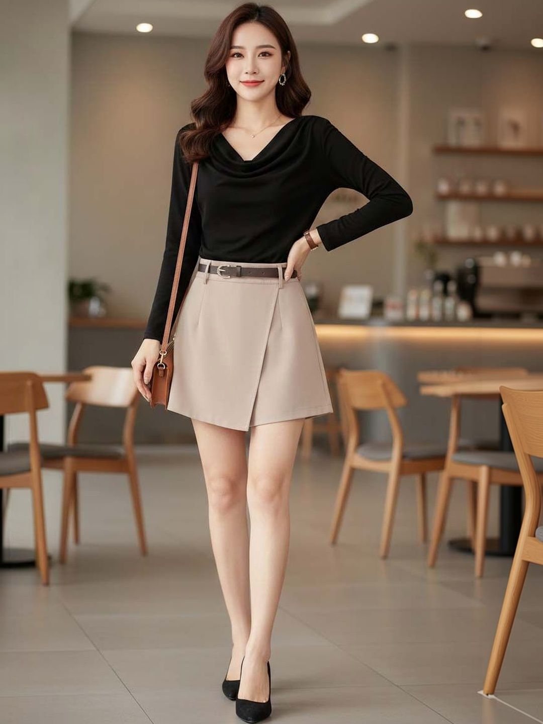 Solid Top with Shorts in Multicolor - Nowi Korean Fashion