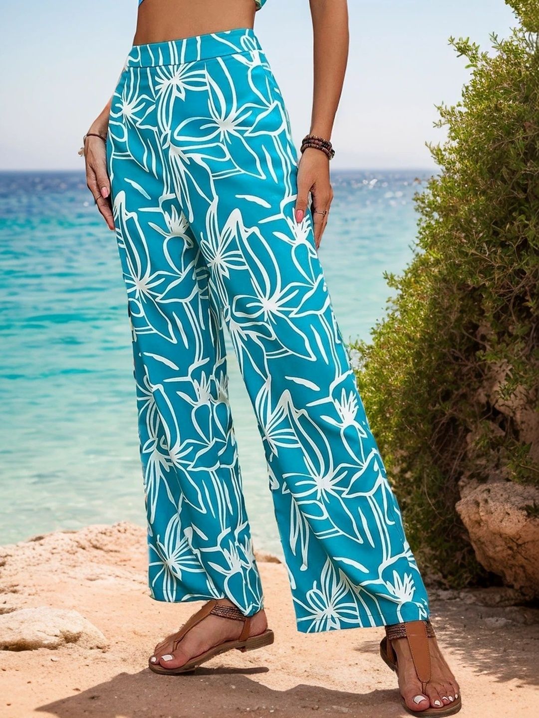 Women Floral Printed Non Iron Trousers