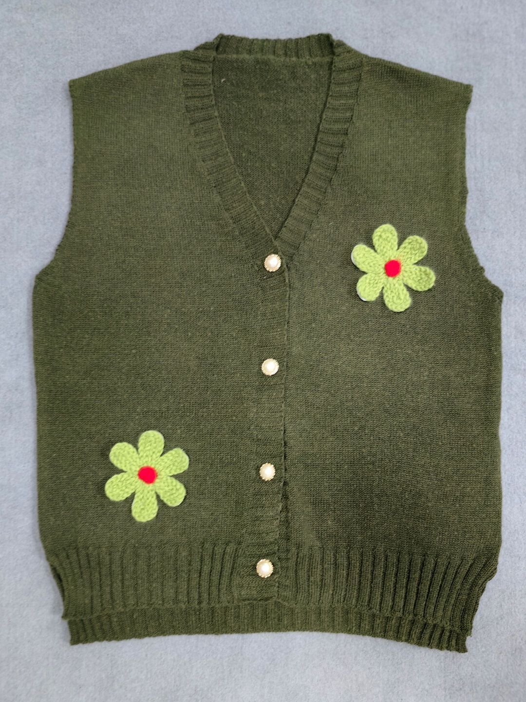Women Embroidered Sweater Vest with Embroidered Detail