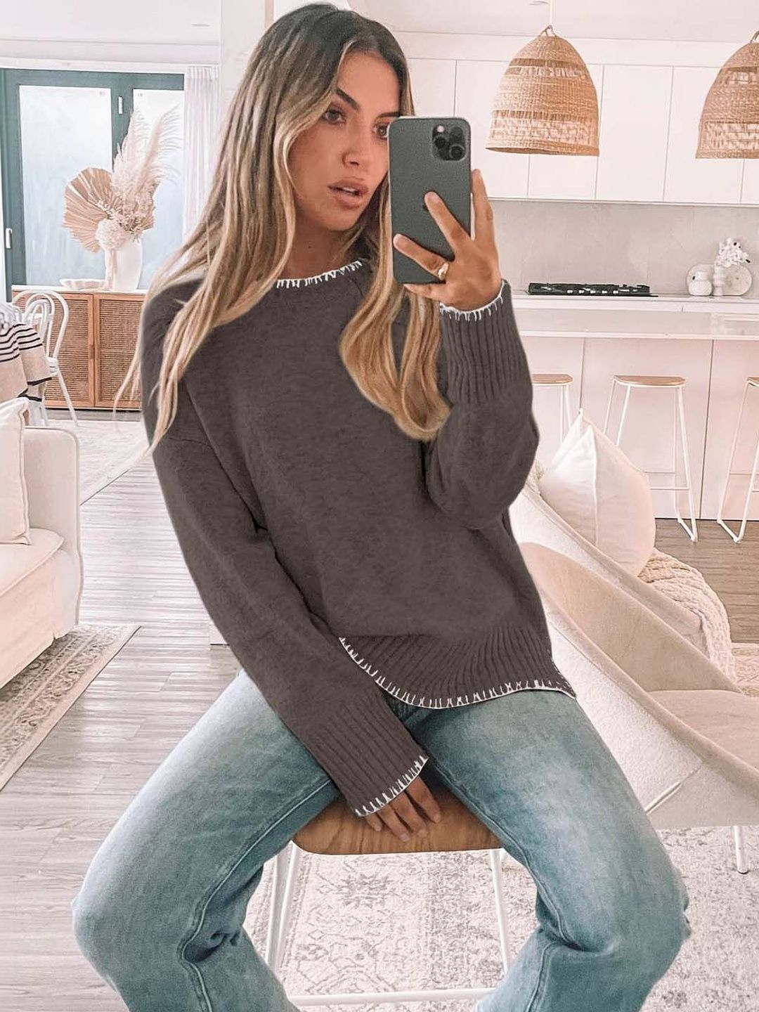 NOWI Women Pullover with Embroidered Detail