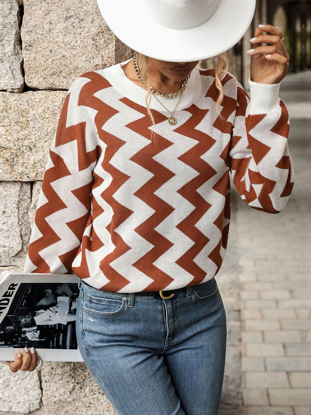 Printed Cotton Pullover Sweaters in White - Nowi Korean Fashion