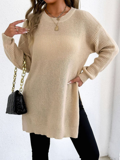 Women Ribbed Longline Pullover