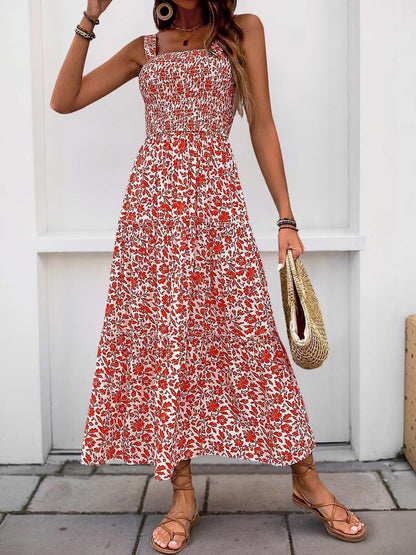 Floral Print A-Line Midi Dress