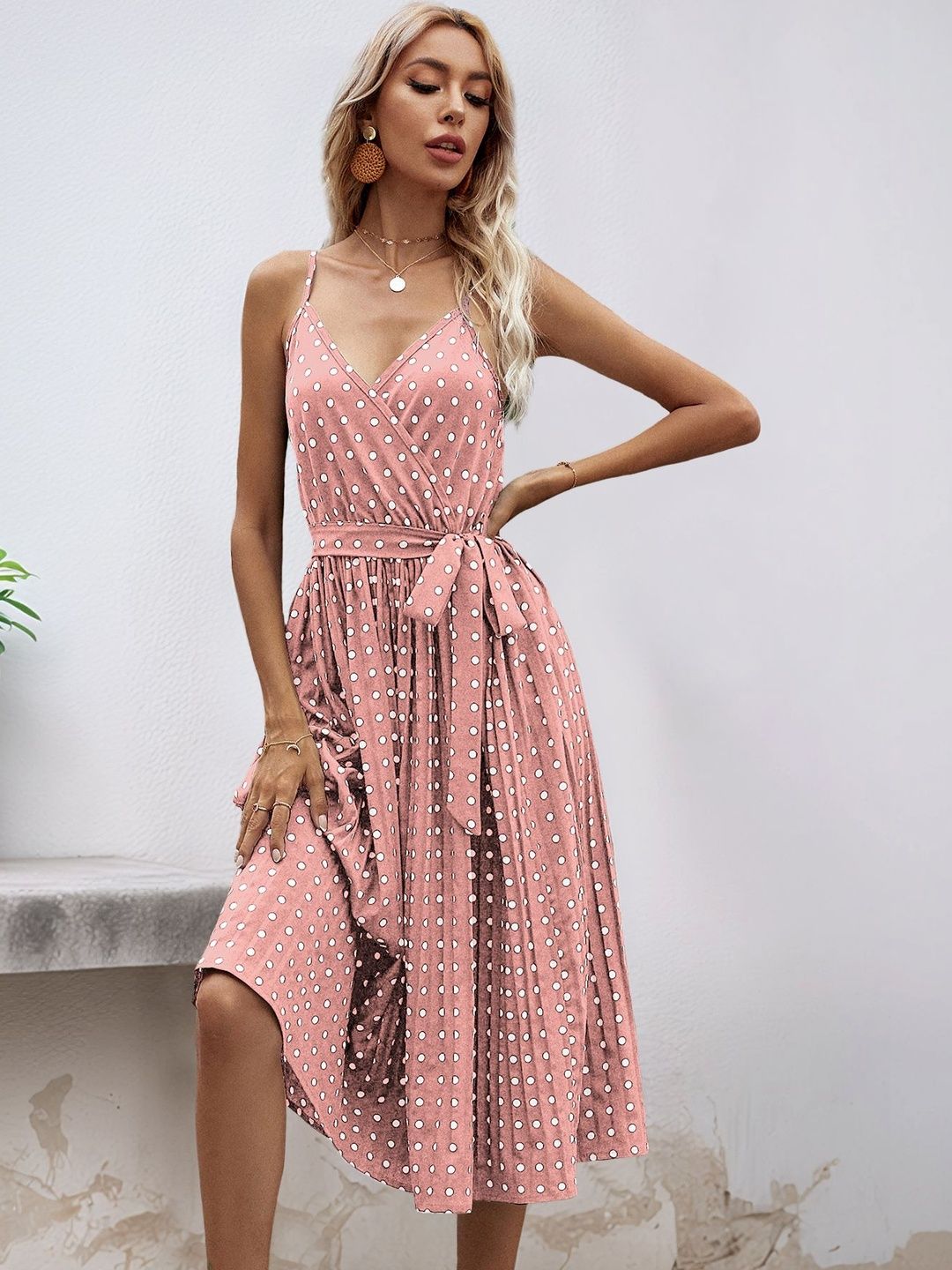 Polka Dot Print Midi Dress