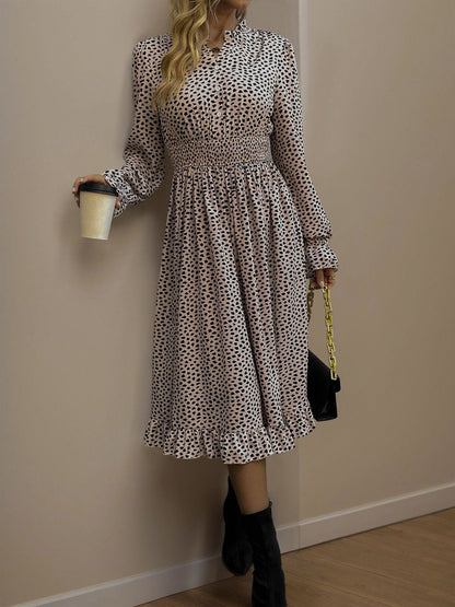Women's Pink Animal Print Fit & Flare Midi Dress