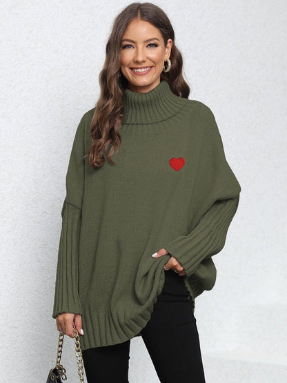 Pullover with Embroidered Detail in Green acrylic - Nowi Korean Fashion